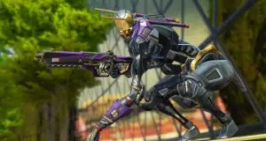 Squad Up for Apex Legends’ Death Dynasty: Unlock Revenant’s Heirloom, Vampire-Themed Loot, and Double XP in Season 18: Resurrection Robot crouching and holding a gun in the Death Dynasty Collection