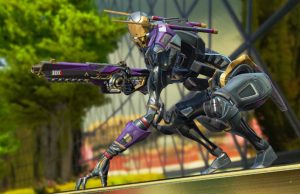 Squad Up for Apex Legends’ Death Dynasty: Unlock Revenant’s Heirloom, Vampire-Themed Loot, and Double XP in Season 18: Resurrection Robot crouching and holding a gun in the Death Dynasty Collection