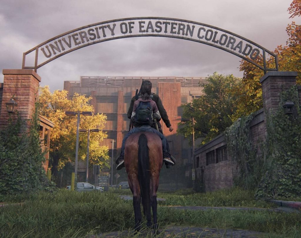Last of Us Remake PS5: Joel and Ellie on Horse Heading to University of Eastern Colorado