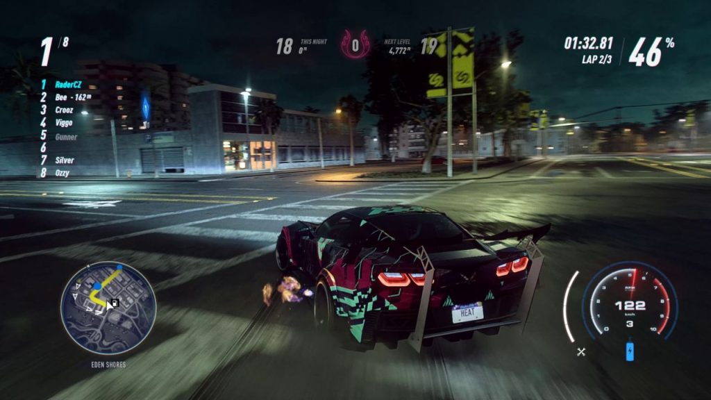 Need for Speed Heat Chevrolet Corvette night drifts