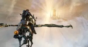 Warframe - Riding a Kaithe through the clouds of Duviri in Warframe. picture