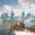 Horizon Forbidden West Burning Shores DLC Exploration with a boat In game Picture